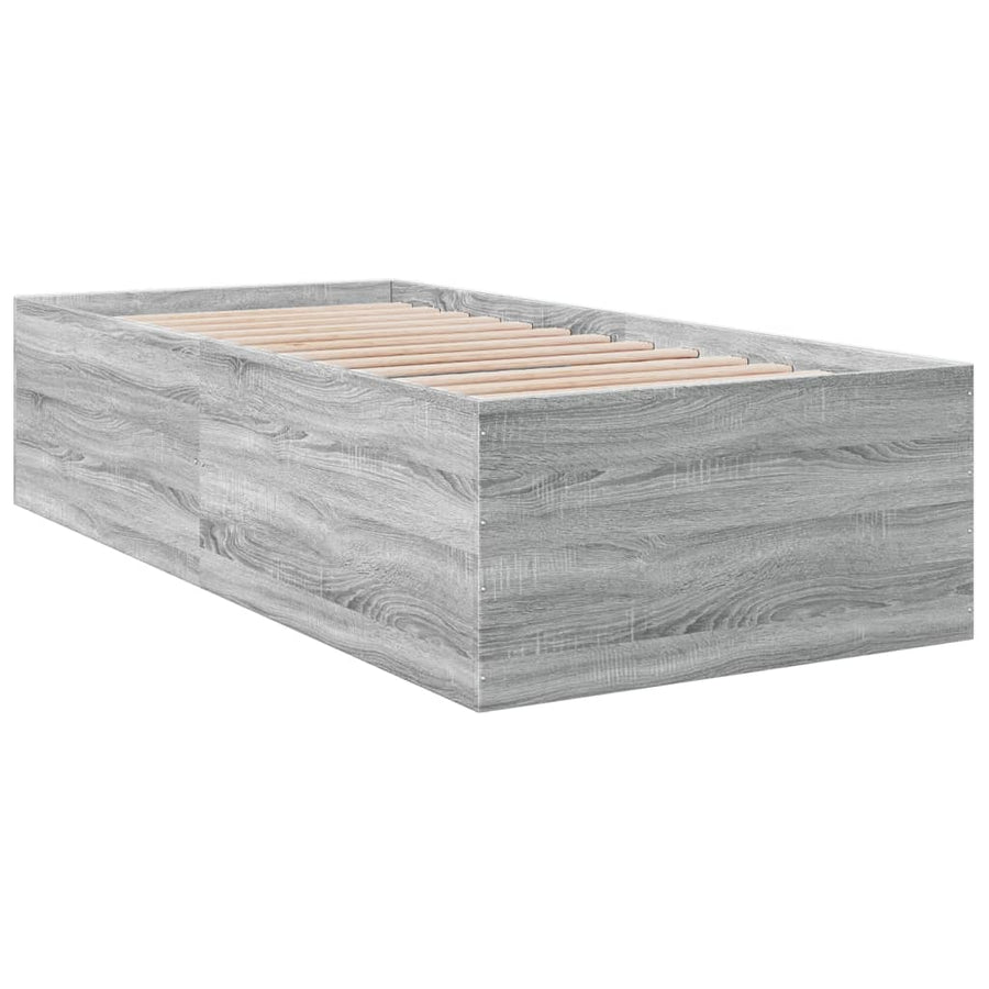 Bedframe bewerkt hout grijs sonoma eikenkleurig 100x200 cm