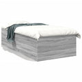 Bed frame carved wood grey Sonoma oak 100x200 cm