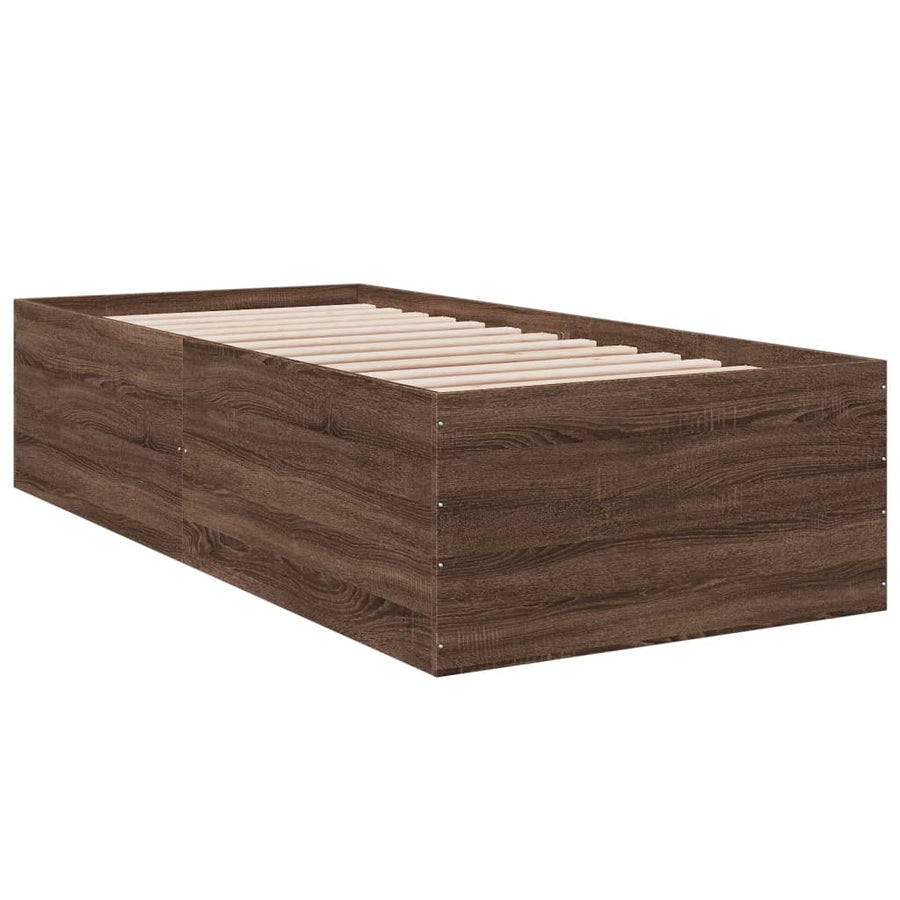 Bedframe bewerkt hout bruin eikenkleur 90x200 cm