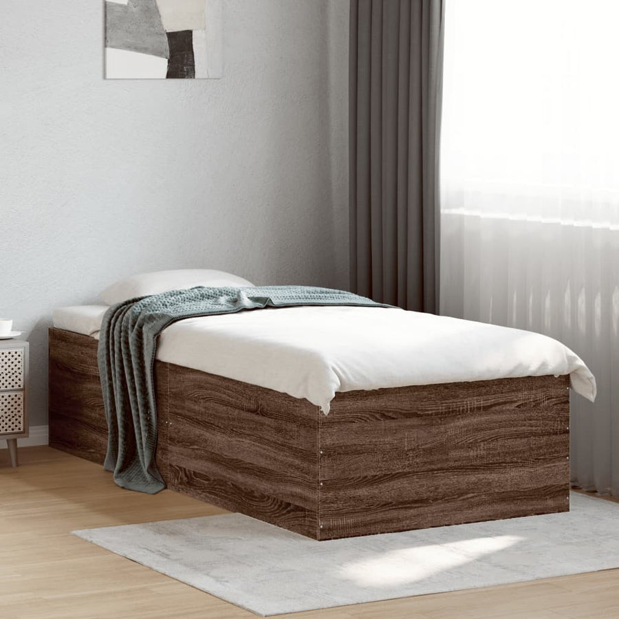 Bedframe bewerkt hout bruin eikenkleur 90x200 cm