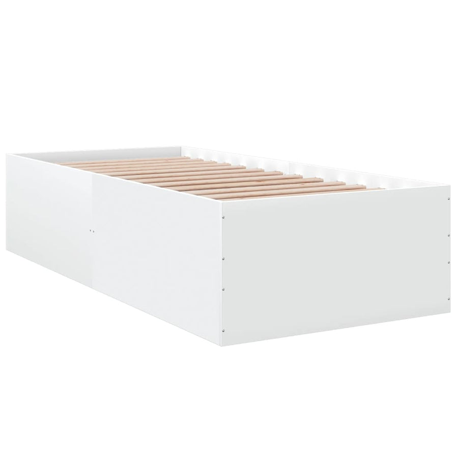 Bedframe bewerkt hout wit 90x190 cm