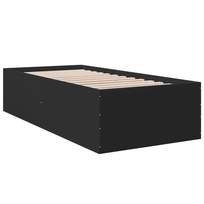 Bedframe bewerkt hout zwart 90x190 cm