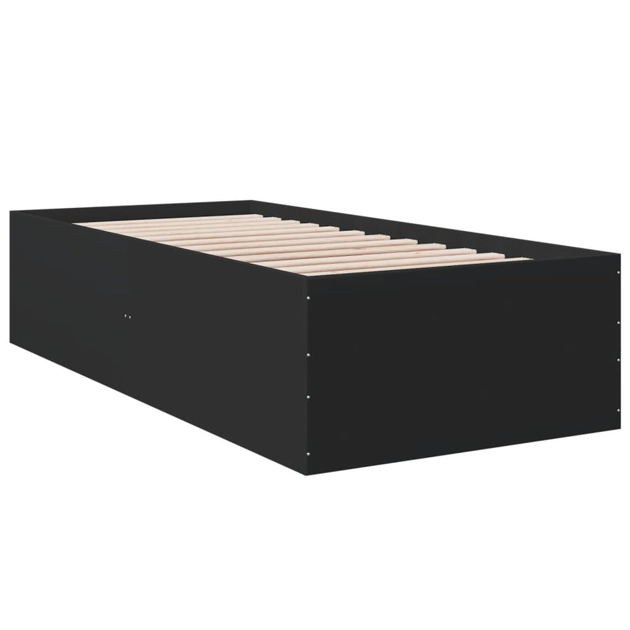 Bedframe bewerkt hout zwart 90x190 cm