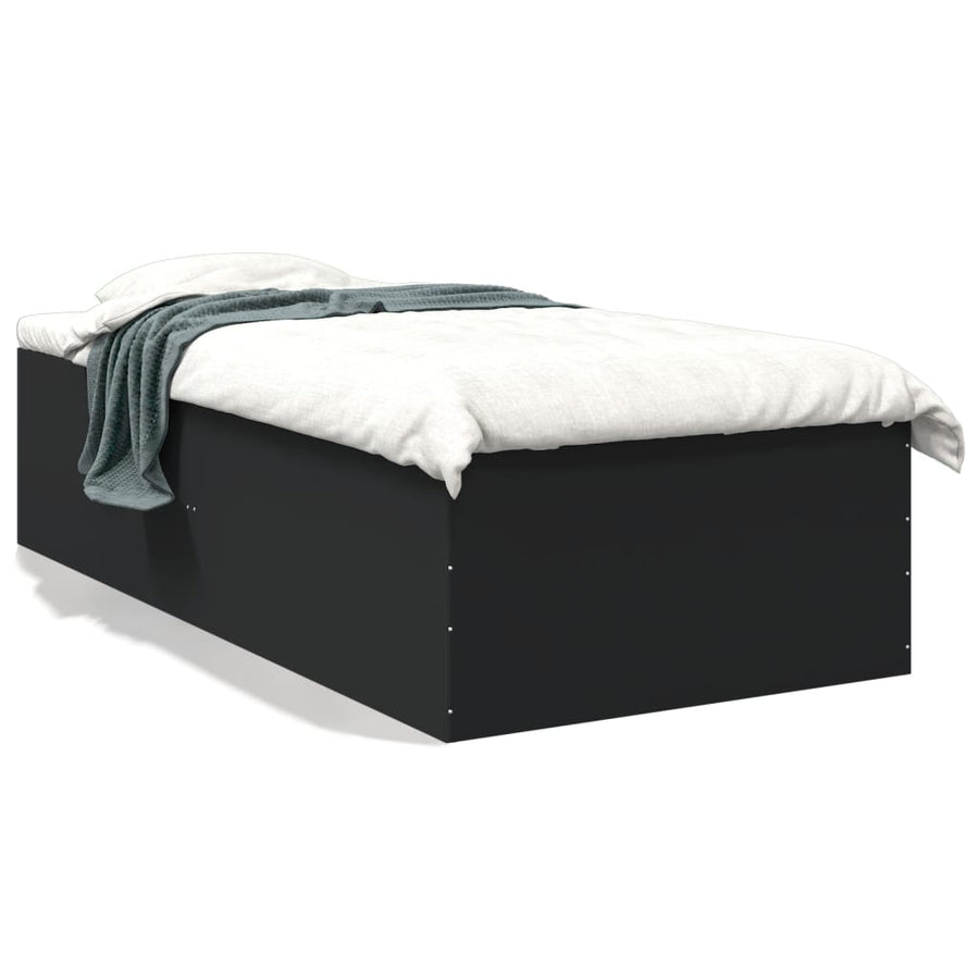 Bedframe bewerkt hout zwart 90x190 cm