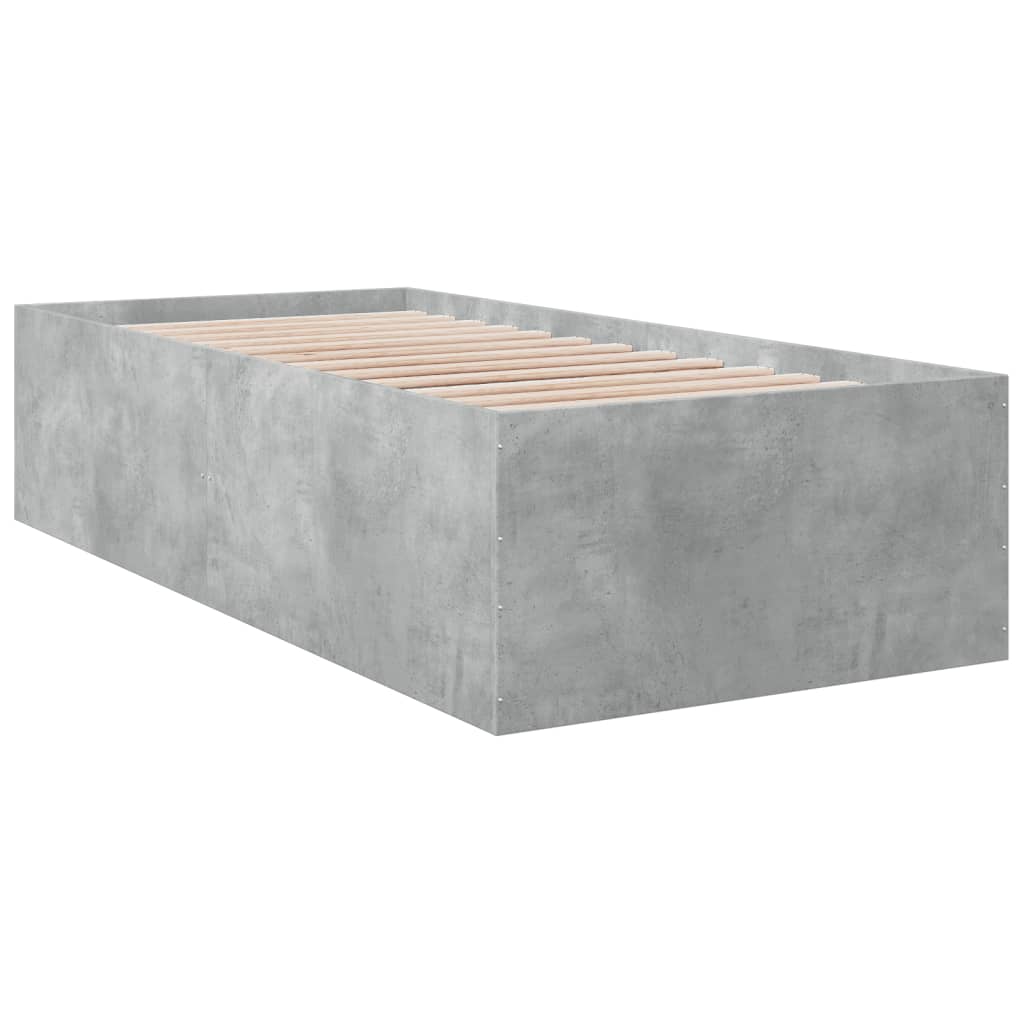 Bedframe bewerkt hout betongrijs 90x190 cm