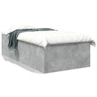 Bed frame carved wood concrete grey 90x190 cm
