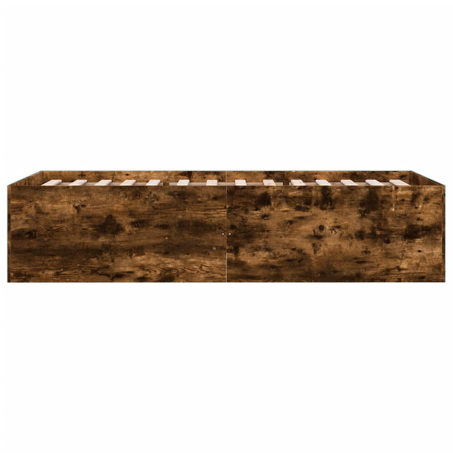 Bedframe bewerkt hout gerookt eikenkleurig 90x190 cm