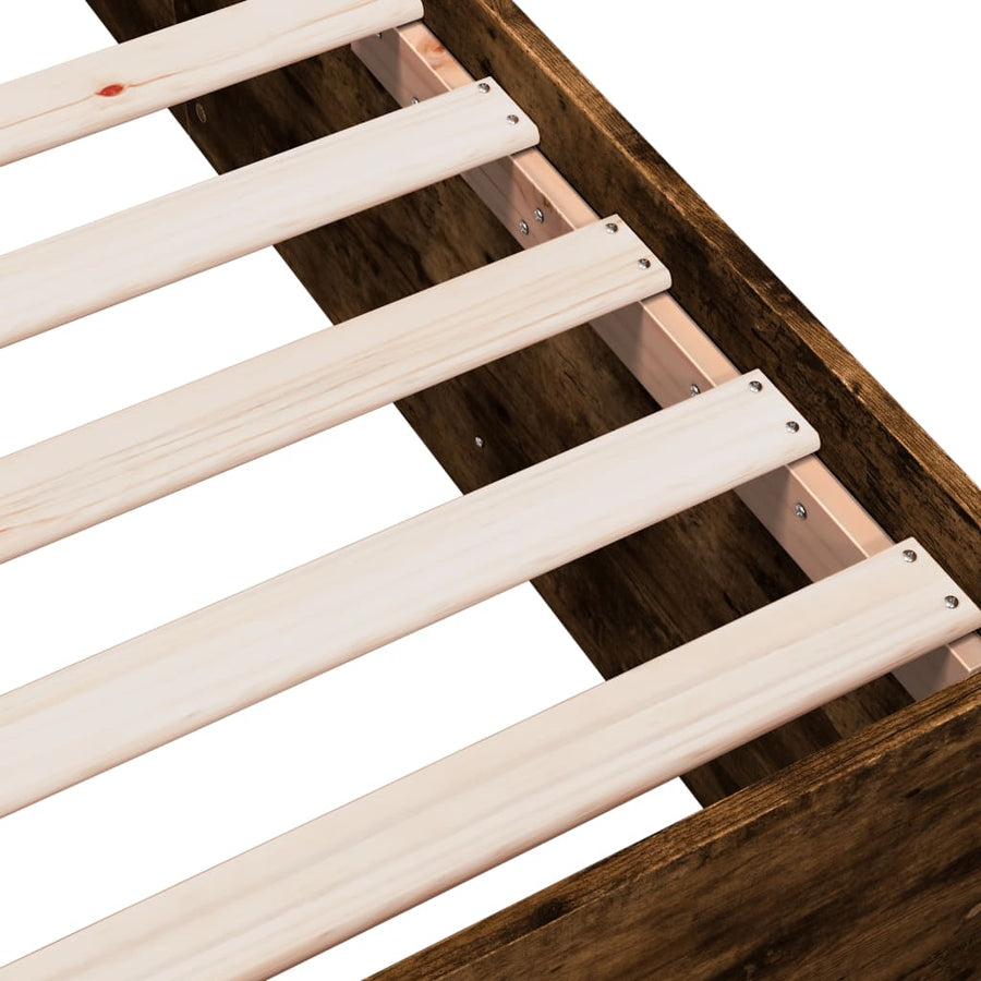 Bedframe bewerkt hout gerookt eikenkleurig 90x190 cm