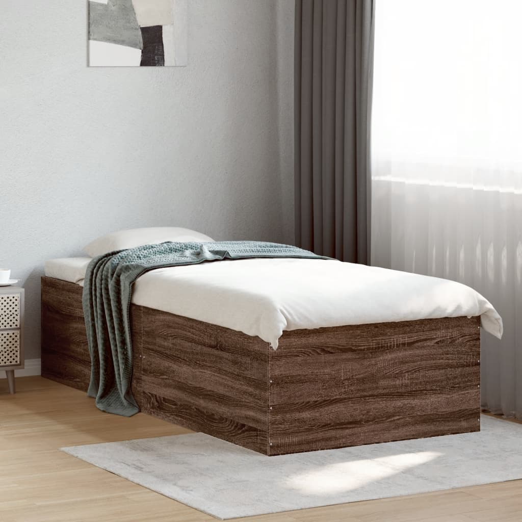 Bedframe bewerkt hout bruin eikenkleur 90x190 cm