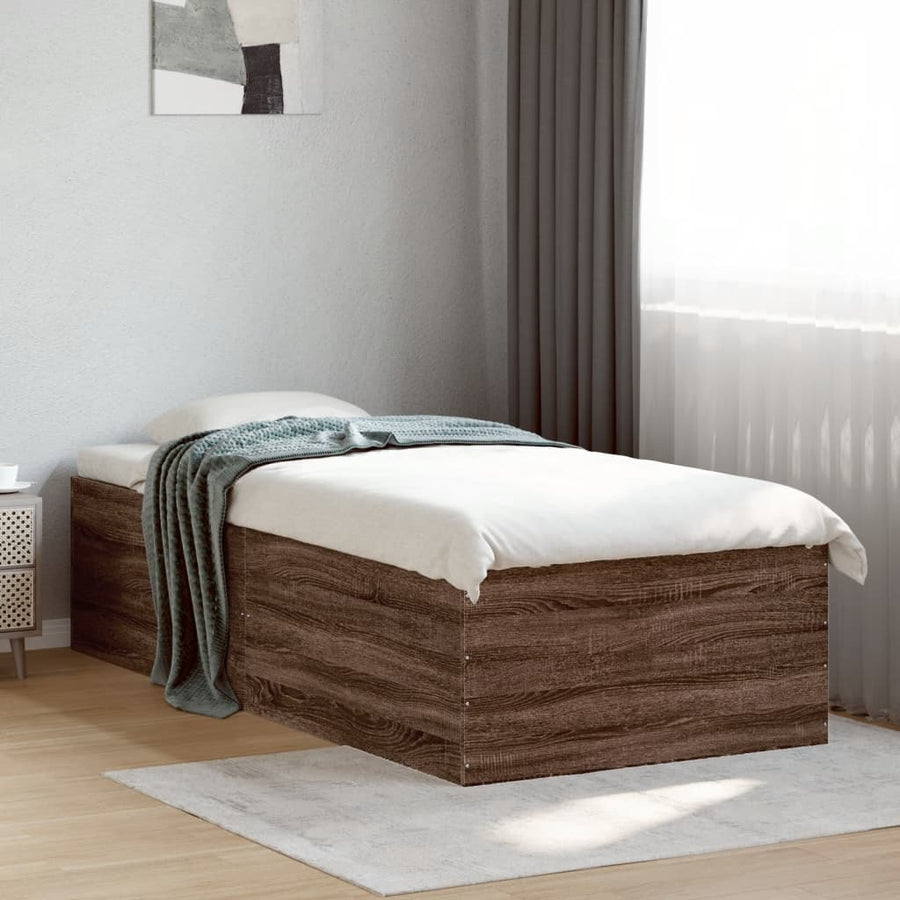 Bedframe bewerkt hout bruin eikenkleur 90x190 cm