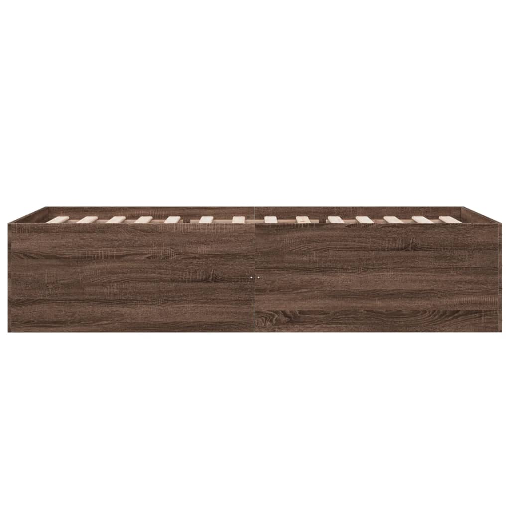 Bedframe bewerkt hout bruin eikenkleur 90x190 cm