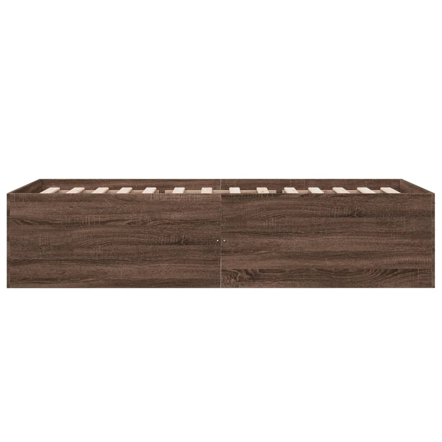 Bedframe bewerkt hout bruin eikenkleur 90x190 cm
