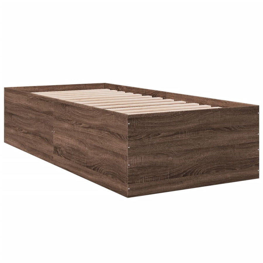 Bedframe bewerkt hout bruin eikenkleur 90x190 cm