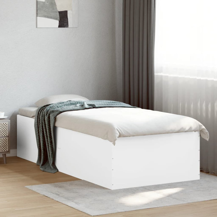 Bedframe bewerkt hout wit 75x190 cm