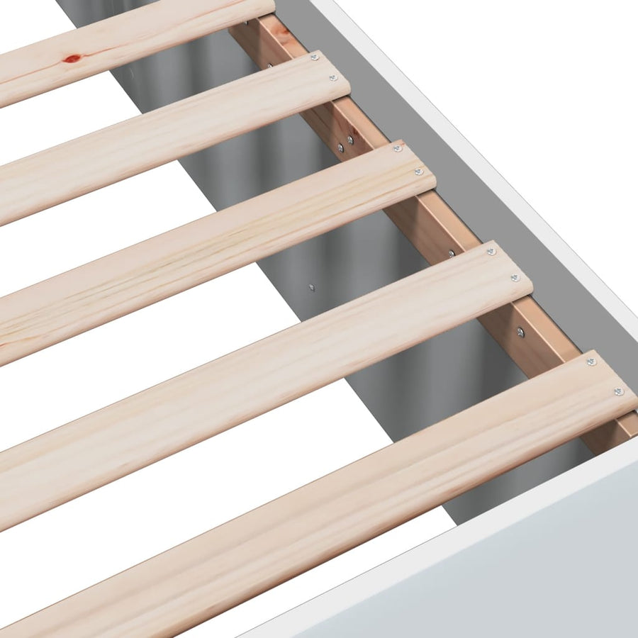Bedframe bewerkt hout wit 75x190 cm