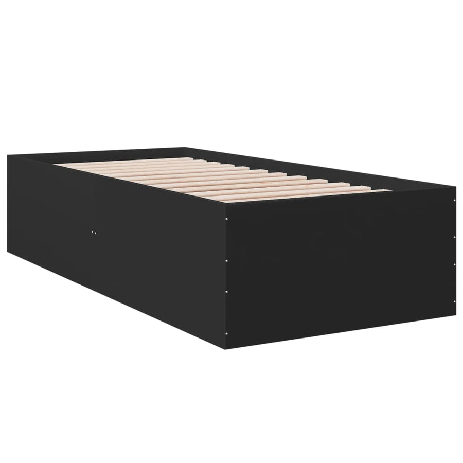Bedframe bewerkt hout zwart 75x190 cm