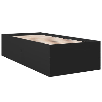 Bedframe bewerkt hout zwart 75x190 cm