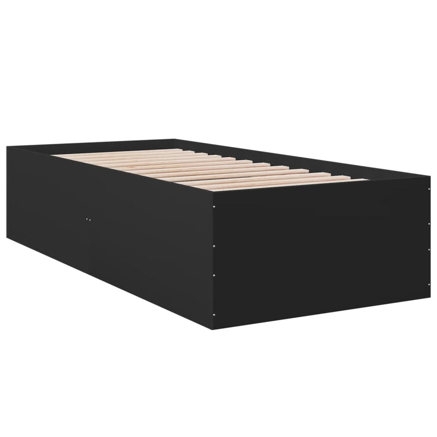 Bedframe bewerkt hout zwart 75x190 cm