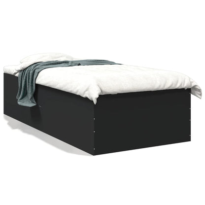 Bedframe bewerkt hout zwart 75x190 cm