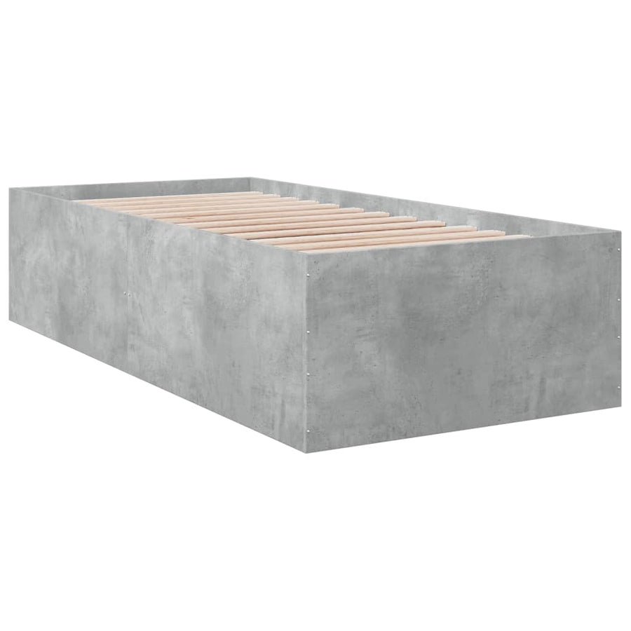 Bedframe bewerkt hout betongrijs 75x190 cm