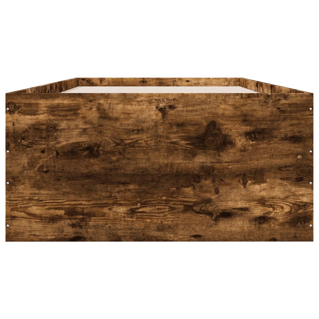 Bedframe bewerkt hout gerookt eikenkleurig 75x190 cm