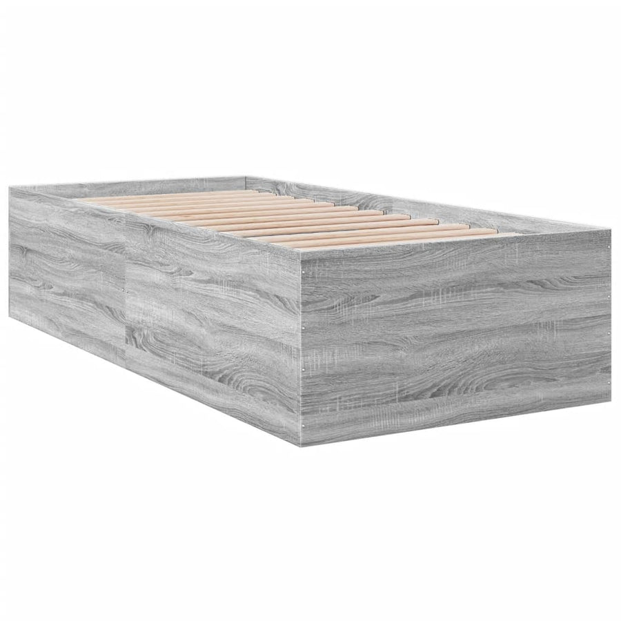 Bedframe bewerkt hout grijs sonoma eikenkleurig 75x190 cm