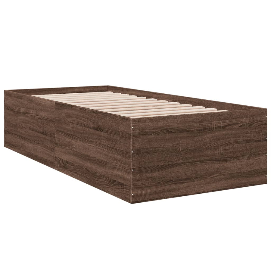Bedframe bewerkt hout bruin eikenkleur 75x190 cm