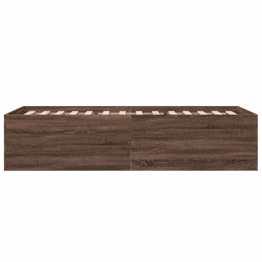 Bedframe bewerkt hout bruin eikenkleur 75x190 cm