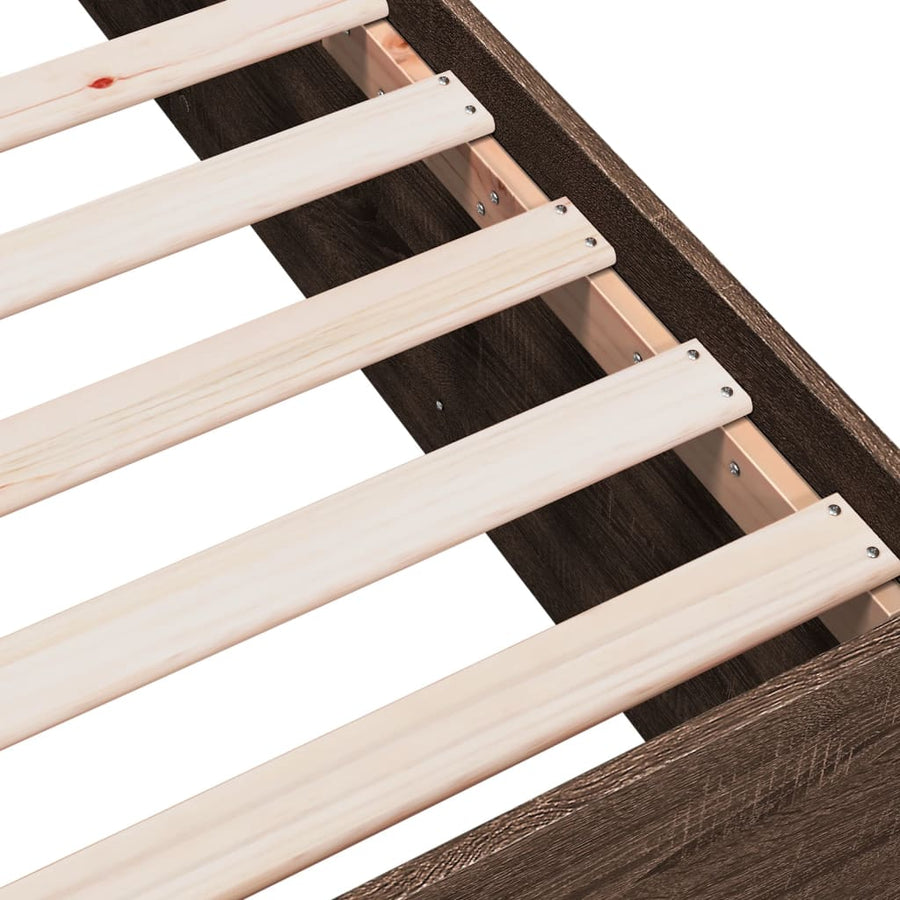 Bedframe bewerkt hout bruin eikenkleur 75x190 cm