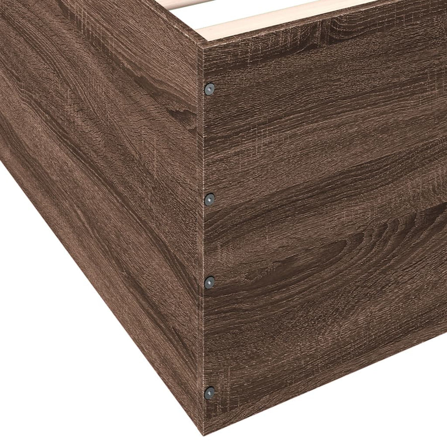 Bedframe bewerkt hout bruin eikenkleur 75x190 cm