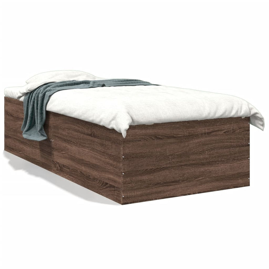 Bedframe bewerkt hout bruin eikenkleur 75x190 cm
