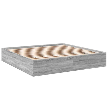 Bedframe bewerkt hout grijs sonoma eikenkleurig 200x200 cm
