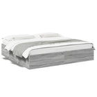 Bed frame carved wood grey Sonoma oak colour 200x200 cm