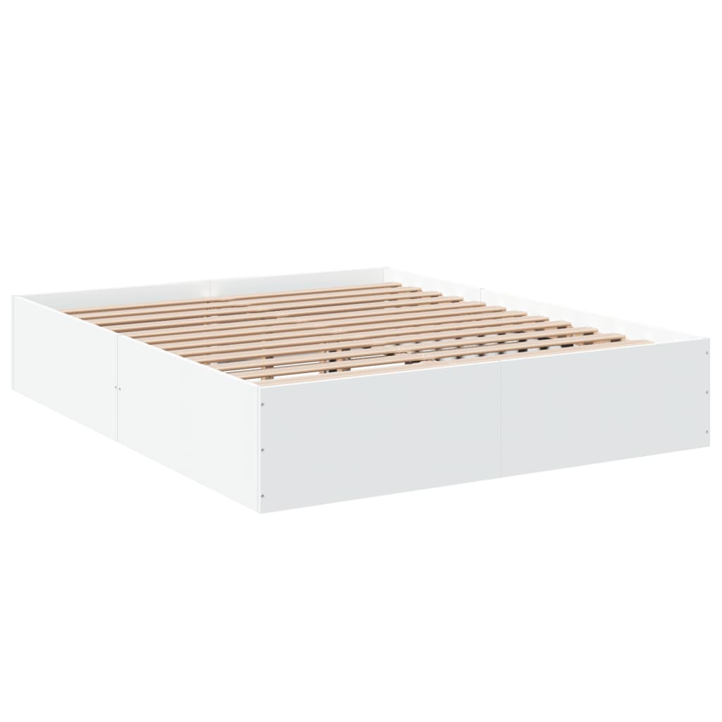 Bedframe bewerkt hout wit 150x200 cm