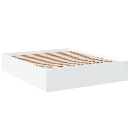 Bedframe bewerkt hout wit 150x200 cm