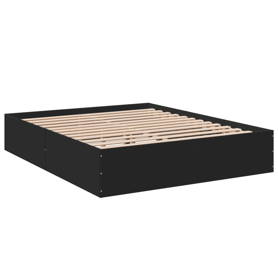 Bedframe bewerkt hout zwart 150x200 cm