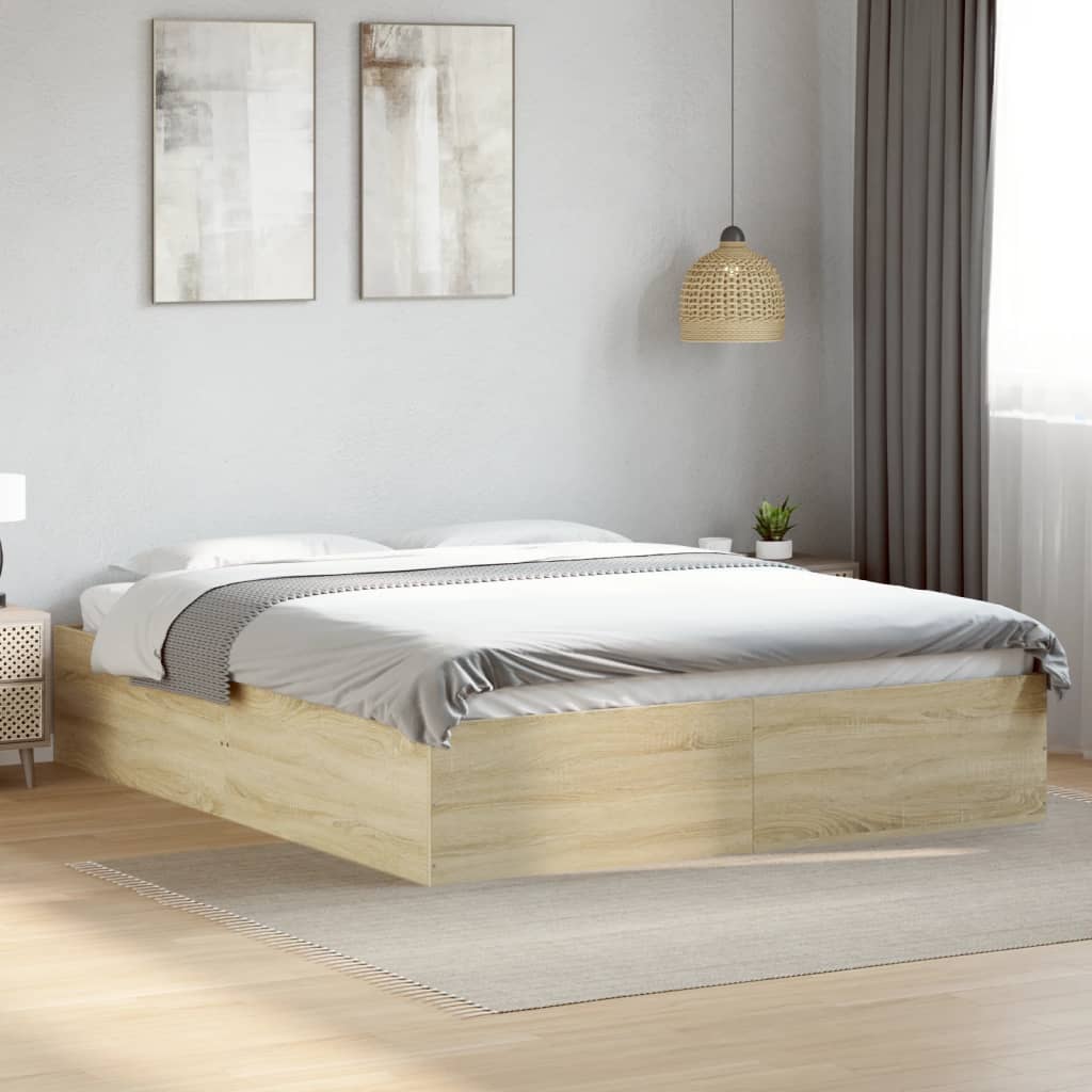 Bedframe bewerkt hout sonoma eikenkleurig 150x200 cm