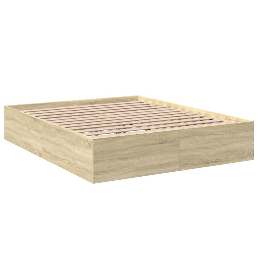 Bedframe bewerkt hout sonoma eikenkleurig 150x200 cm
