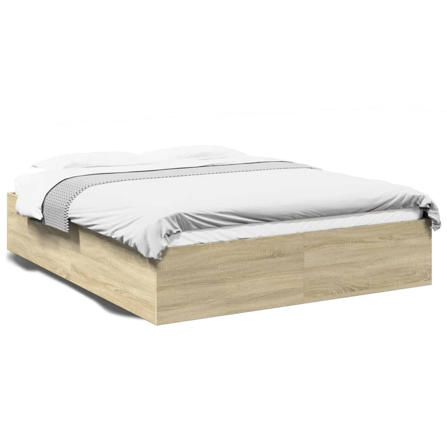 Bedframe bewerkt hout sonoma eikenkleurig 150x200 cm