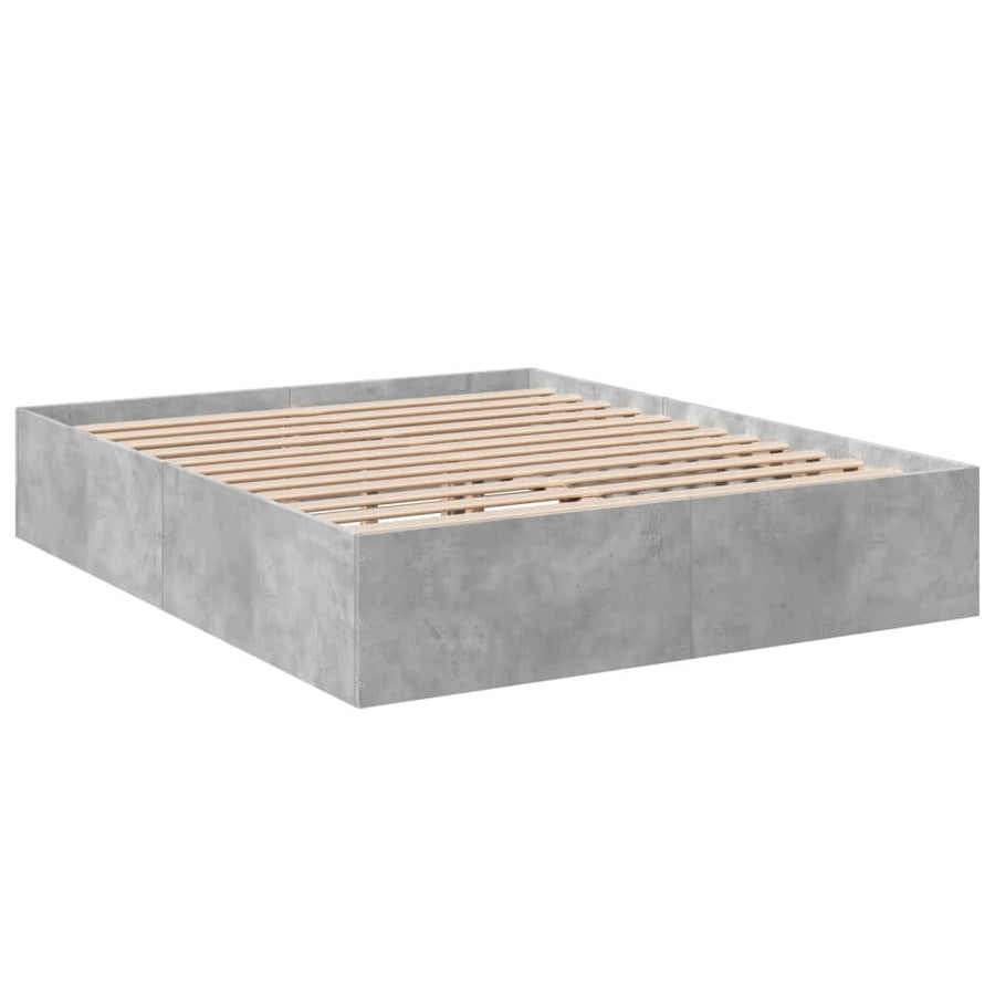 Bedframe bewerkt hout betongrijs 150x200 cm