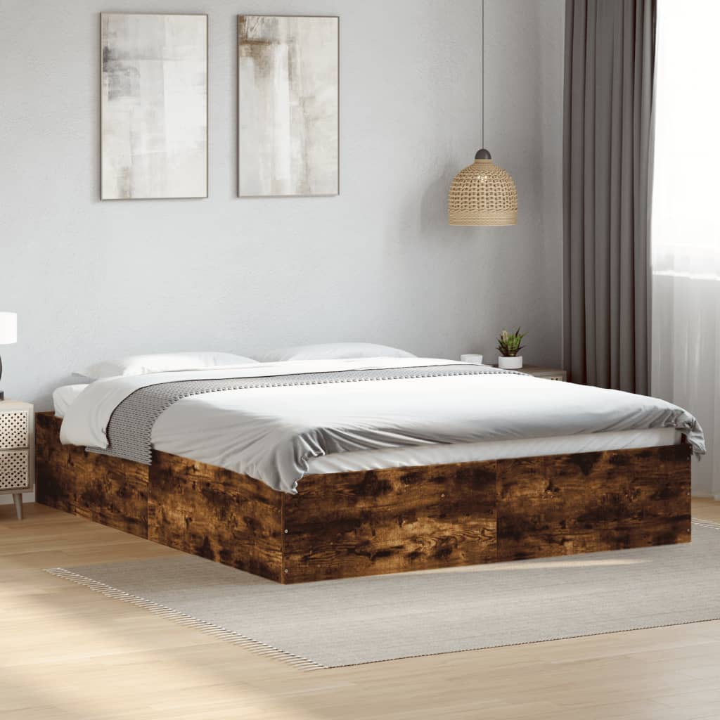 Bedframe bewerkt hout gerookt eikenkleurig 150x200 cm