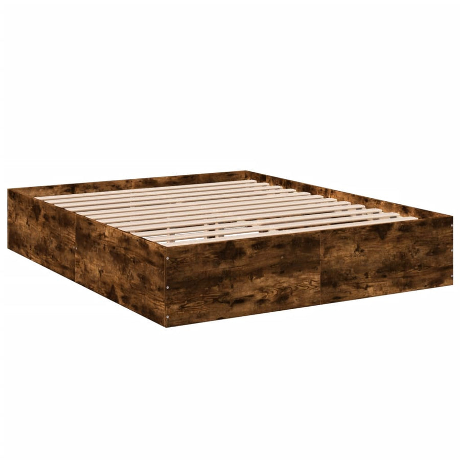 Bedframe bewerkt hout gerookt eikenkleurig 150x200 cm