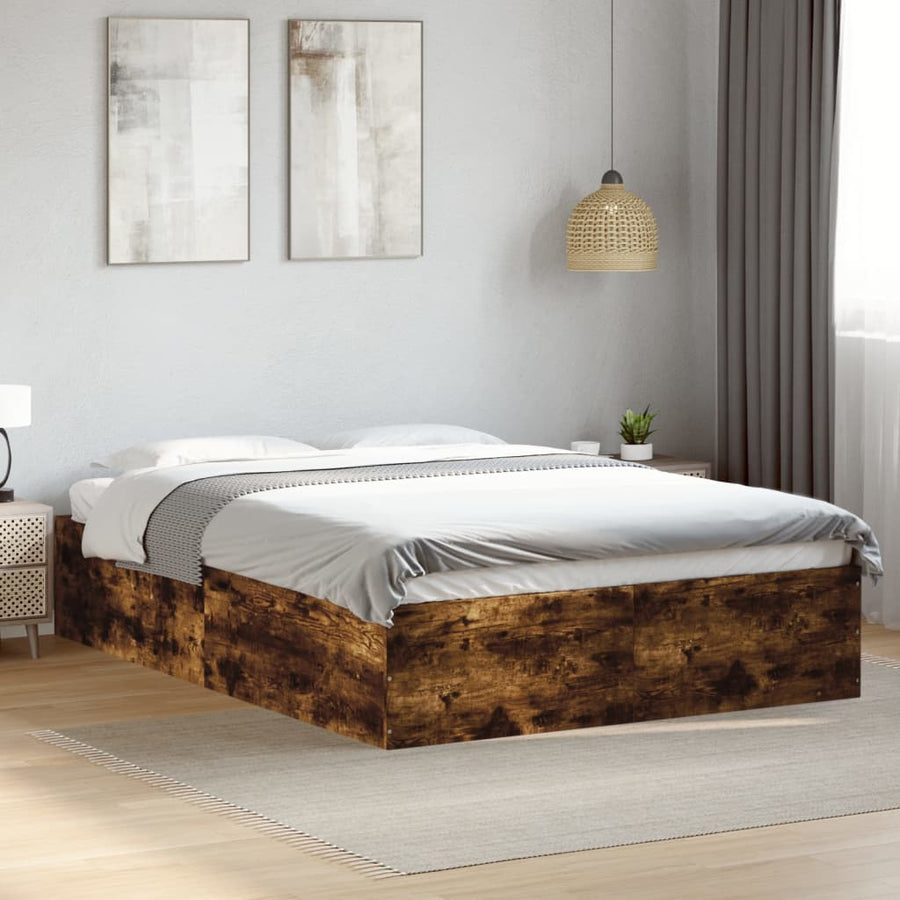 Bedframe bewerkt hout gerookt eikenkleurig 120x200 cm