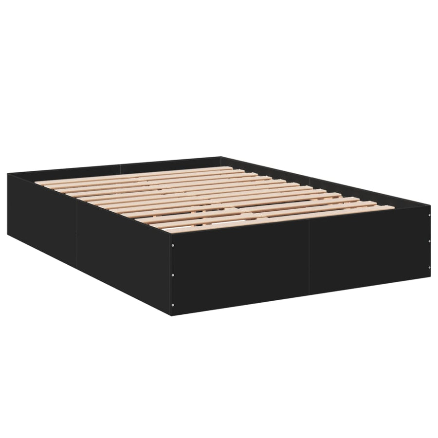 Bedframe bewerkt hout zwart 135x190 cm