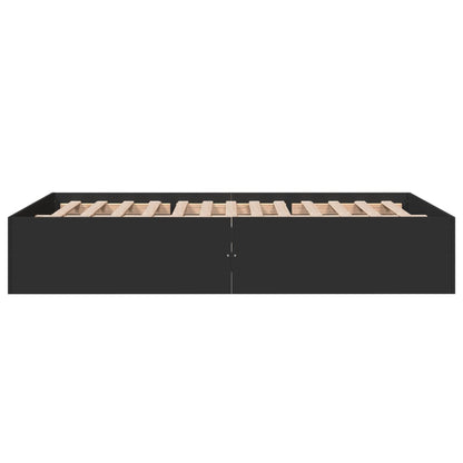 Bedframe bewerkt hout zwart 135x190 cm