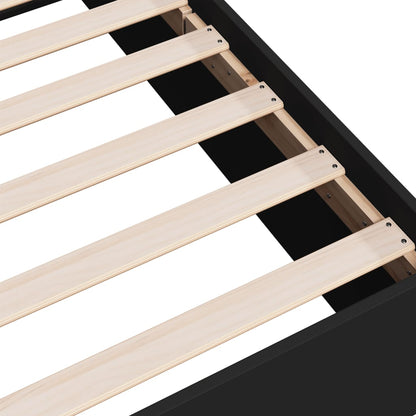 Bedframe bewerkt hout zwart 135x190 cm