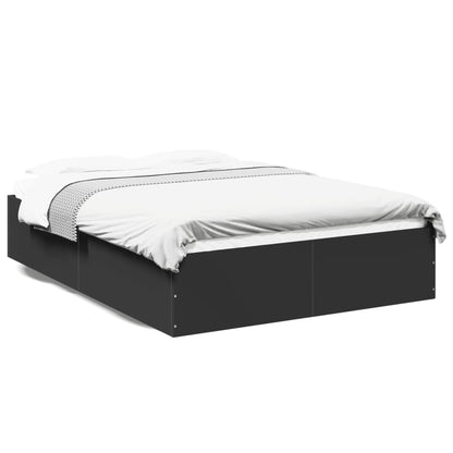 Bedframe bewerkt hout zwart 135x190 cm