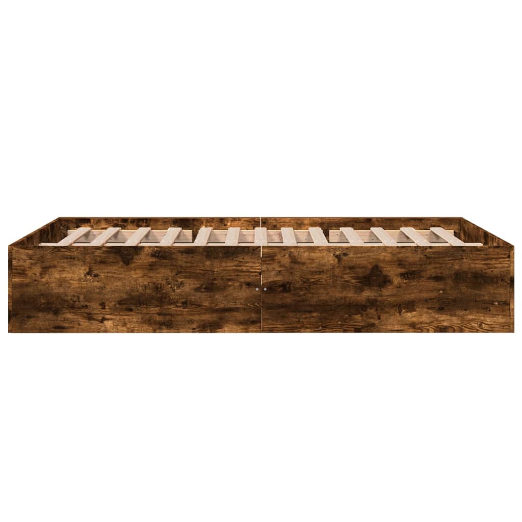 Bedframe bewerkt hout gerookt eikenkleurig 135x190 cm