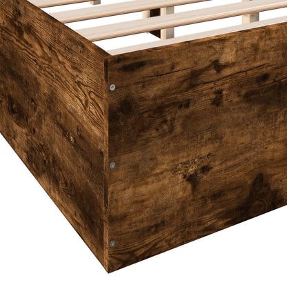 Bedframe bewerkt hout gerookt eikenkleurig 135x190 cm