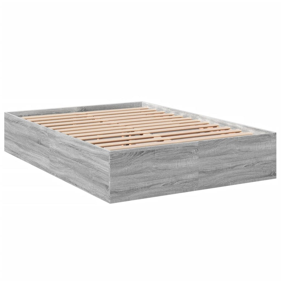 Bedframe bewerkt hout grijs sonoma eikenkleurig 135x190 cm